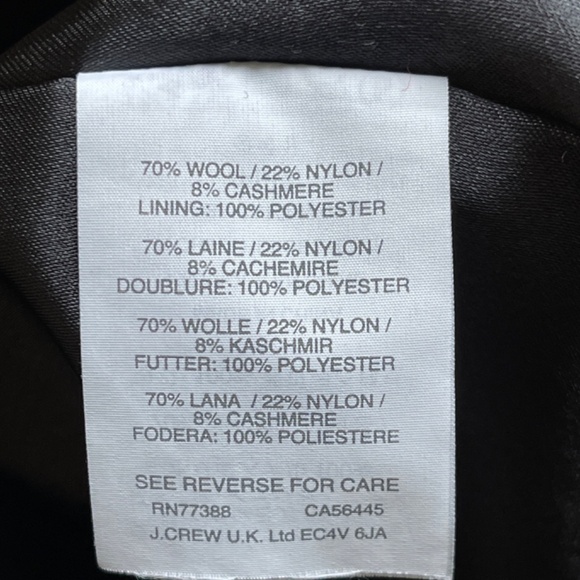 J.Crew classic icon trench coat in wool cashmere. Size: 4. Color: Black - Picture 7 of 7